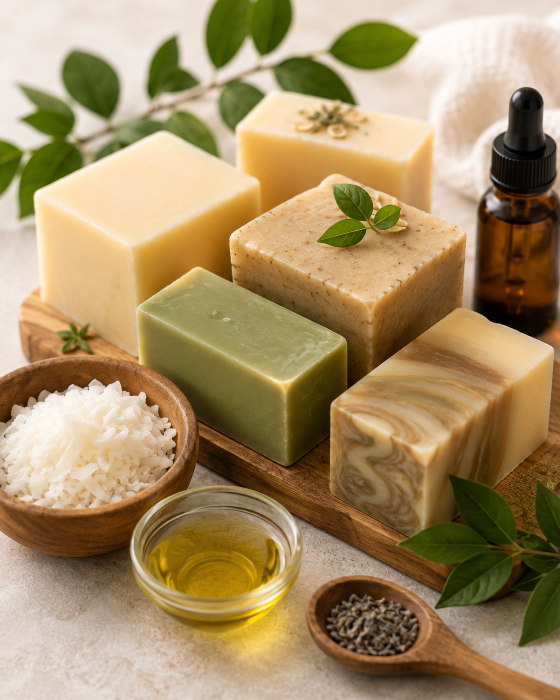 Handmade soap making ingredients,tools and natural soap bar