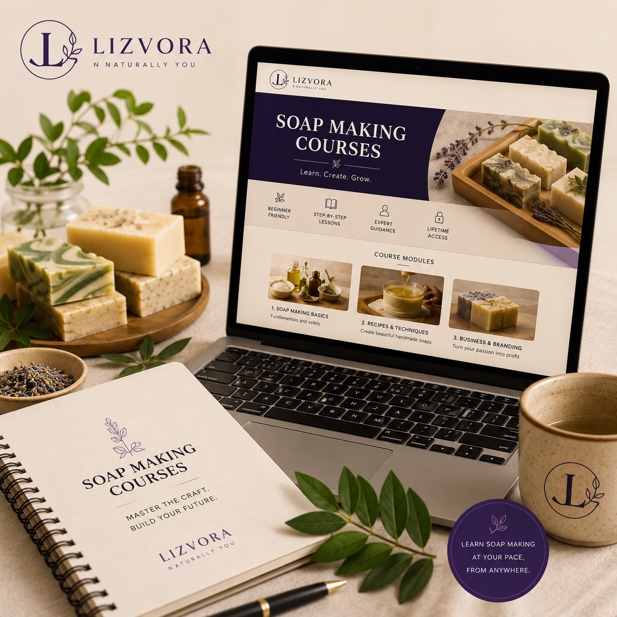 Structured course for all levels of soap ,making
